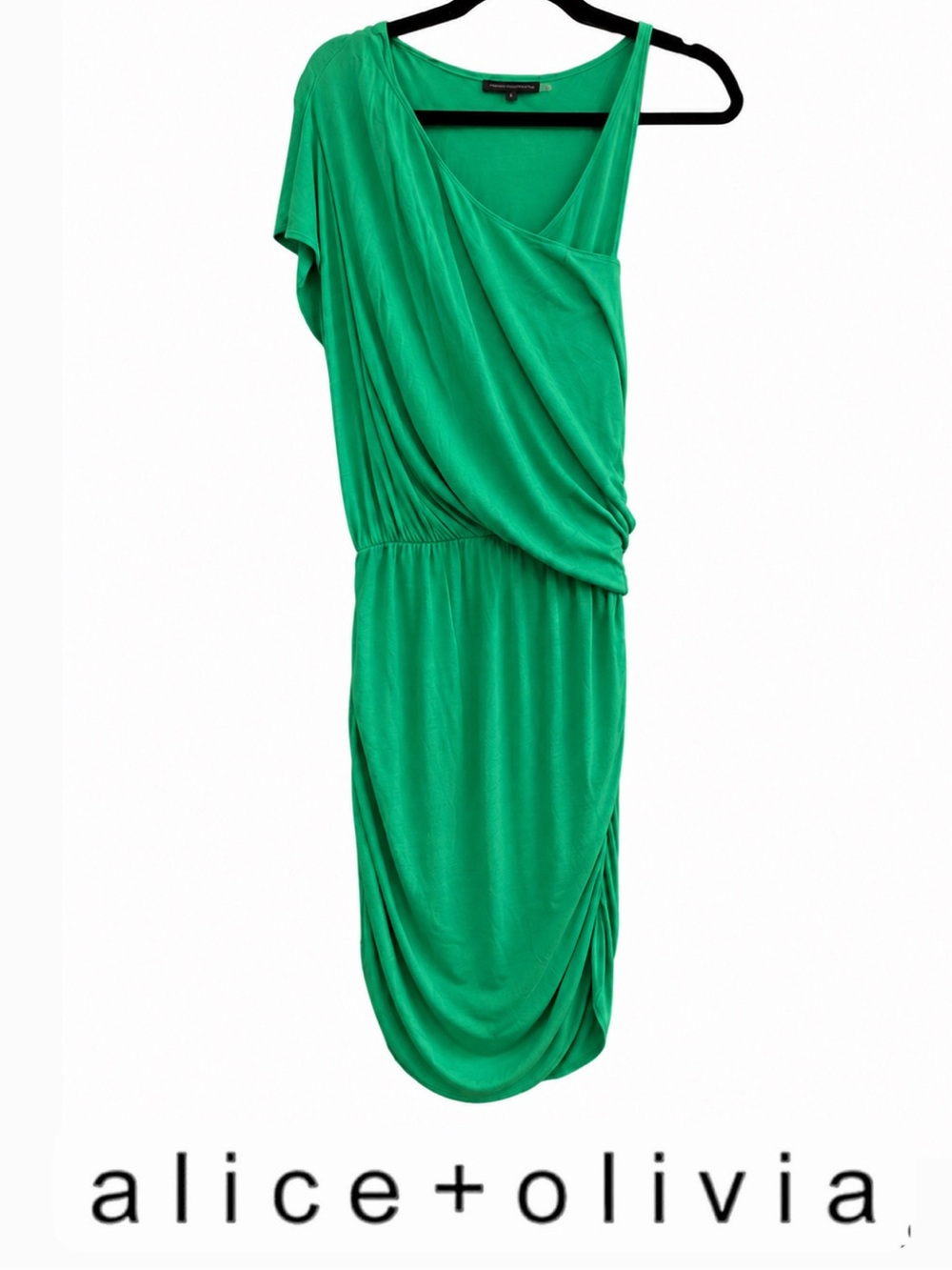 ALICE + OLIVIA Vibrant Green Ruched Summer Dress